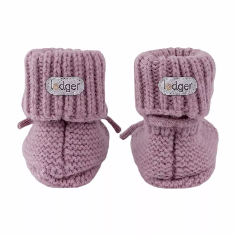 Lodger Slipper Merino Wool Baby Booties, Mauve, 0-6 Months