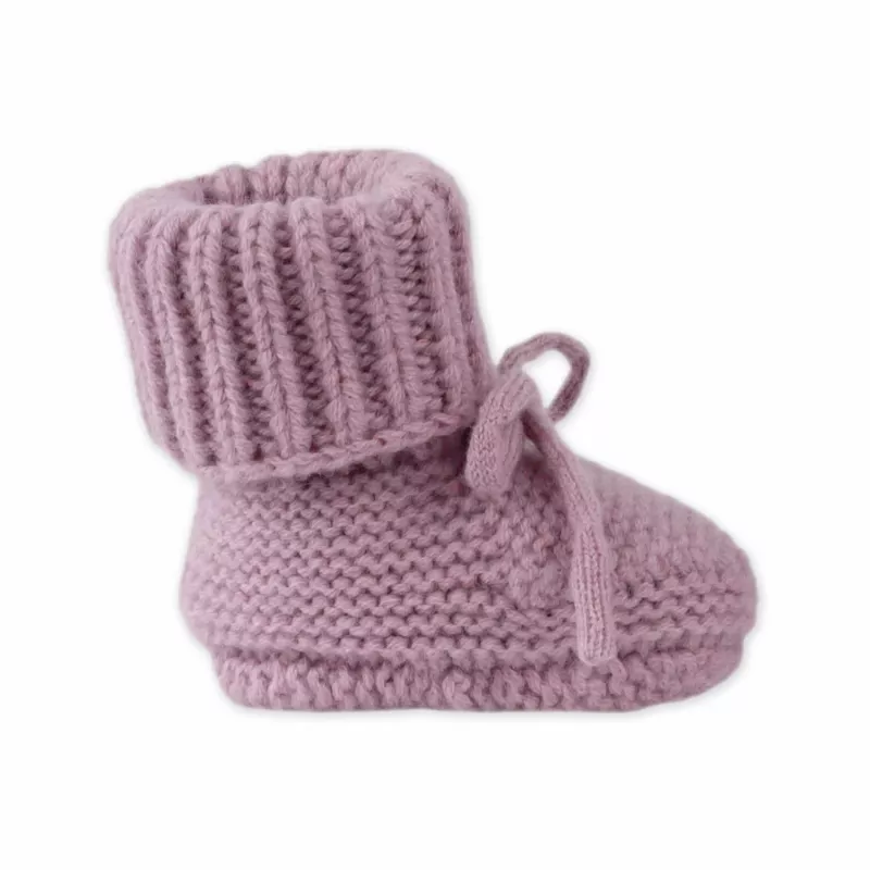 Lodger Slipper Merino Wool Baby Booties, Mauve, 0-6 Months