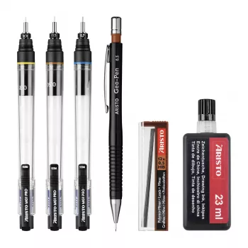 ARISTO mg1 pro College Technical Drawing Pen Set, 3 Pens 0.35 / 0.50 / 0.70 mm, 6 Pieces (AR64311)