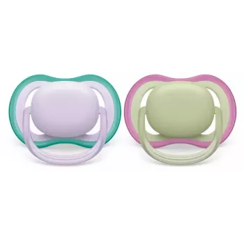 Philips Avent Ultra Air Pacifier 0-6 Months, 2-Pack, Girls Pink/Purple, SCF085/24