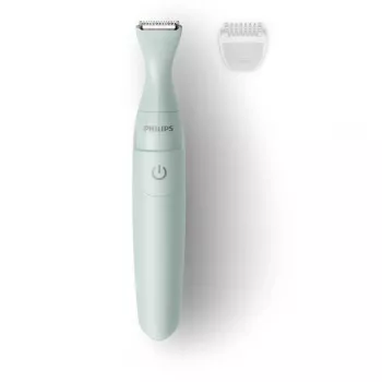 PHILIPS Essential Bikini Trimmer BRT398/15, Safe Trimming for Sensitive Areas, Wet & Dry, 3 Length Settings, Battery Operated, White with Pink Accents