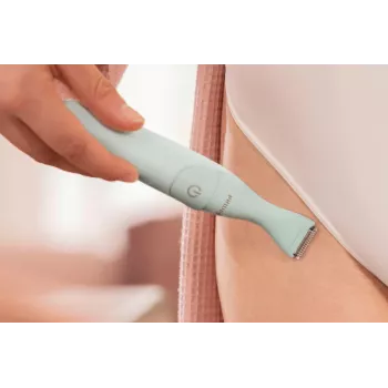 PHILIPS Essential Bikini Trimmer BRT398/15, Safe Trimming for Sensitive Areas, Wet & Dry, 3 Length Settings, Battery Operated, White with Pink Accents