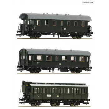 Roco 6200131 H0 DR Branch Line Train Set 2: 2x 2nd Class Passenger Coach Bip and 1x 2nd Class Compartment Coach B3