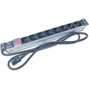 Wirewin NVL8 UPS 19 inch 1U Rackmount PDU with 8 Schuko Outlets, 16A, Black