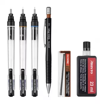 ARISTO mg1 pro College Technical Drawing Pen Set, 3 Pens 0.25 / 0.50 / 0.70 mm, 6 Pieces (AR64310)
