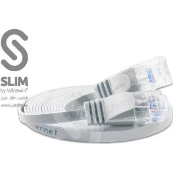 Wirewin Triotronik PKW-SLIM-KAT6 20.0 WS - 20m White Cat6 U/UTP Slim Ethernet Patch Cable, RJ45 Male to Male, Gigabit