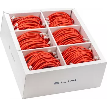 Wirewin SLIM-LS-K6A 0.5 RD 90 Cat6A Slim Ethernet Patch Cable, 0.5m, Red, U/FTP, LSZH, 10Gbps, 90-Pack
