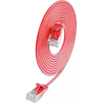 Wirewin SLIM-L-UU-K6A 1.5 RD Cat6a U/UTP Slim Ethernet Patch Cable, 10 Gbps, Red, 1.5 m