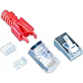 Wirewin MOD SL KAT6A STP 10 RT RJ-45 Connector, Cat.6A, STP, Tool-less, Red, 10-Pack