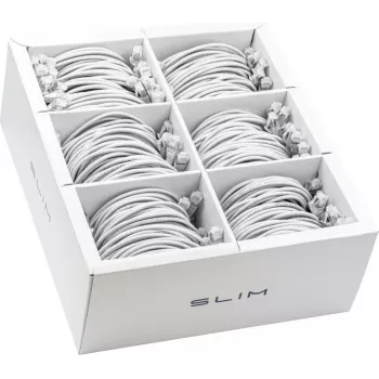 Wirewin SLIM-LS-K6A 0.5 WT 90 Cat6A U/FTP Slim Patch Cable, 0.5m, White, 90-Pack