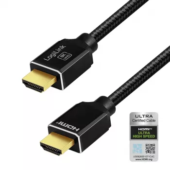 LogiLink HDMI Cable A/M to A/M 8K/60Hz 48Gbps Metal Nylon Certified Black 2m