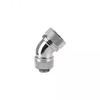 Thermaltake Pacific G1/4 PETG Tube 45-Degree Compression Fitting - Chrome Plated Brass, 16mm OD