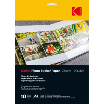 Kodak Photo Sticker Paper Gloss 120gsm A4 10 Sheets (3510645)