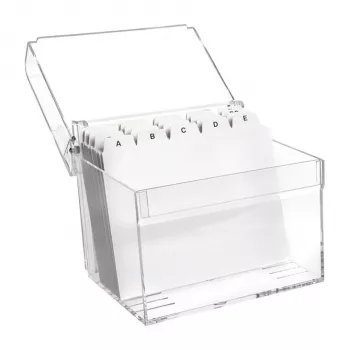 MAUL Acrylic Index Card Box A6, Crystal Clear incl. 100 Index Cards and A-Z Register (19528-05)