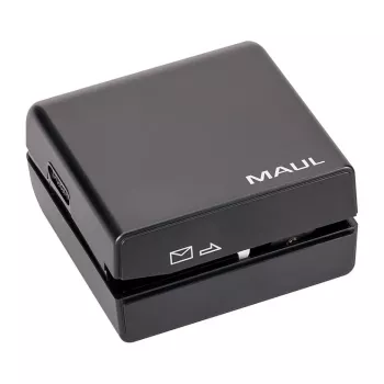 MAUL Electric Letter Opener, Battery Operated, Black, Stainless Steel Cutting Wheels, Plastic Housing (75618-90)