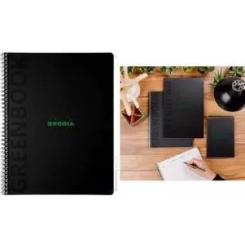 RHODIA Greenbook College Block A4+ Squared Black Recycled 80 Sheets 119932C