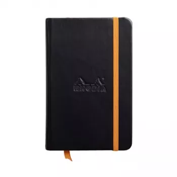 RHODIA RHODIARAMA Notebook 90 x 140 mm Lined Black Faux Leather Hardcover 96 Sheets 118642C