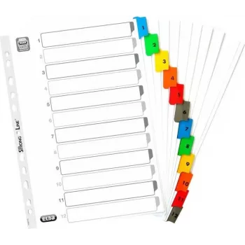 ELBA Mylar Cardboard Index Dividers, Numeric 1-12, A4, Assorted Colours, 12-Part (M568587)