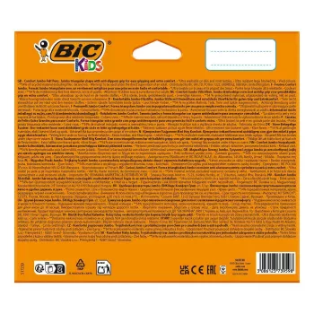 BIC KIDS Comfort Jumbo Felt Tip Pens, Assorted Colours, 12-Pack, 1.4 mm Tip, Washable 517250