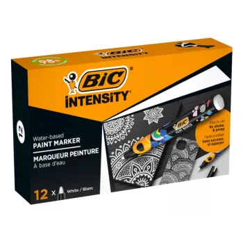 BIC Intensity Permanent Marker, White, Round Tip, 1.5-2.3 mm, 1 Piece, 98% Recycled 5274251