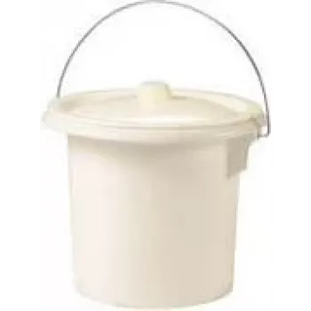 EDA Hygiene Bucket with Metal Handle, 5.5 Litre, Cream, Robust Plastic, 250 mm Diameter, 200 mm Height (019492 BE.CR SX)