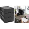 EDA STONE Drawer Box DIN A5, 3 Drawers, Polypropylene, Black 010322 NO