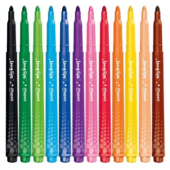 Maped Color'Peps Long Life Felt Tip Pens, Assorted Colours, 12 Pens (844000)