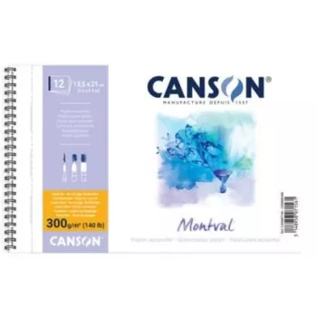 Canson Montval Watercolor Block, 135 x 210 mm, 300 gsm, 12 Sheets, Fine Grain, Spiral Bound, Micro-Perforated C200807156