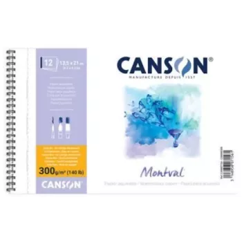 Canson Montval A4 Watercolor Pad, 300 gsm, 12 Sheets, Fine Grain, Spiral Bound, Micro-perforated C200807160