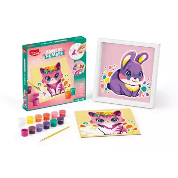 Maped Creativ Paint by Numbers Kit Cat & Rabbit - 2 Pre-printed Boards, Acrylic Paints, Brush, Ages 7+ 907083
