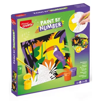 Maped Creativ Paint by Numbers Set - Parrot & Butterfly, 2 Designs, 10 Acrylic Paints, Ages 7+ 907085