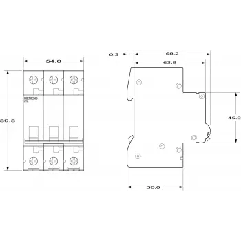 SIEMENS 5TL13910 Disconnect Switch 100A 3-Pole 400V AC DIN Rail