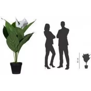 PAPERFLOW Artificial Peace Lily Plant, 550 mm, Fabric Flower, PEVA Leaves, Plastic Branches, 1 Piece (PALUNE55)