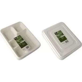 PAPSTAR pure Sugarcane Menu Trays, 5 Compartments, 22 x 28.2 cm, White, 25 Pieces (89882)