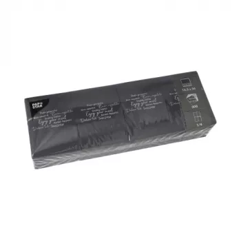 PAPSTAR Snack Napkins DAILY Collection, Black, 1/4 Fold, “Enjoy your Meal” Print, 50 Pieces 37407