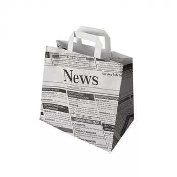 PAPSTAR Newsprint Kraft Paper Carrier Bag 260 x 170 x 250 mm, 70 g/m², 5 kg Load, Integrated Handle, 1 Piece 87055