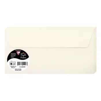 Pollen by Clairefontaine DL Envelope, Natural White 120 gsm, 110 x 220 mm, pH-Neutral, Acid-Free, 1 Piece (56030C)