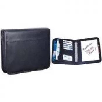WEDO Werner Dorsch Leather Document Folder with Zipper, A4, Black