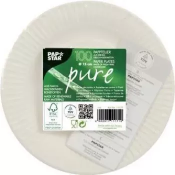 Papstar 11171 Round Cardboard Plate White Plain 100 Pieces
