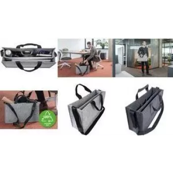 SIGEL Business Felt Bag Desk Sharing Bag Classic L, Grey Synthetic Felt, 2 Carry Handles & Adjustable Shoulder Strap, 1 Piece (BA409)