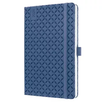 SIGEL Jolie 2024 Weekly Book Calendar A6, Synthetic Leather, Blue, 1 Week on 2 Pages, 174 Pages J4100