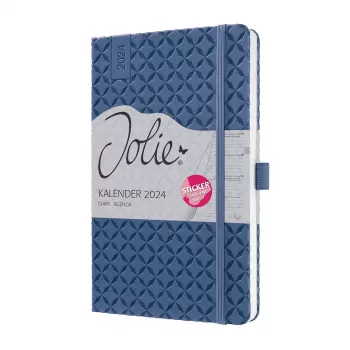 SIGEL Jolie 2024 Weekly Book Calendar A6, Synthetic Leather, Blue, 1 Week on 2 Pages, 174 Pages J4100
