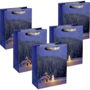 SIGEL GT115 Christmas Chapel Large Gift Bags, 26 x 33 cm, Pack of 5