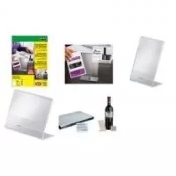 SIGEL PA103 Acrylic Table Display Stand, DIN A8 Landscape, Slanted, Crystal Clear, Single-Sided