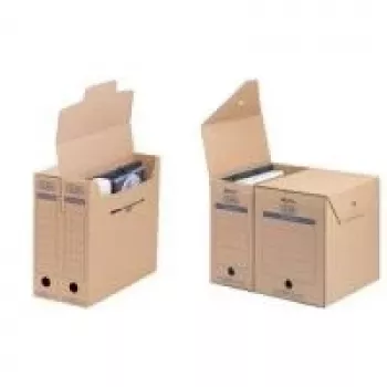 ELBA tric System Archive Box maxi, natural brown corrugated cardboard, 100 mm spine, A4, with closure flap and finger hole (83527)