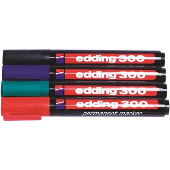 Edding 300-E4 Marker Set, 4 Pcs, Black/Blue/Green/Red 4-300-4