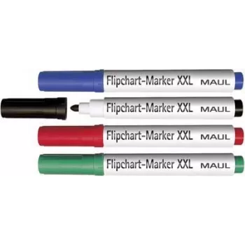 MAUL HEBEL Flipchart Marker XXL Round Tip Assorted Colours (4-Pack) 63839-99