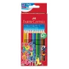 Faber-Castell Colour GRIP Triangular Coloured Pencils, Assorted Colours, 10 Pieces, Soft-Grip Zone, Break-Resistant 3.3 mm Lead, Water-Based Varnish, Promo Case 201585