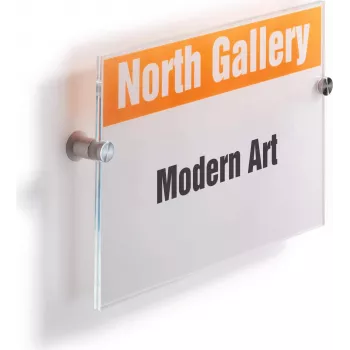 DURABLE CRYSTAL SIGN A4 Portrait Door Sign Set, Transparent Acrylic, Screw Mounting 482519