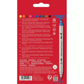 FABER-CASTELL Glitter Dual-Tip Fibre Pens, 10 Assorted Colours, Washable, 3-5 mm & 1 mm Tips 151107